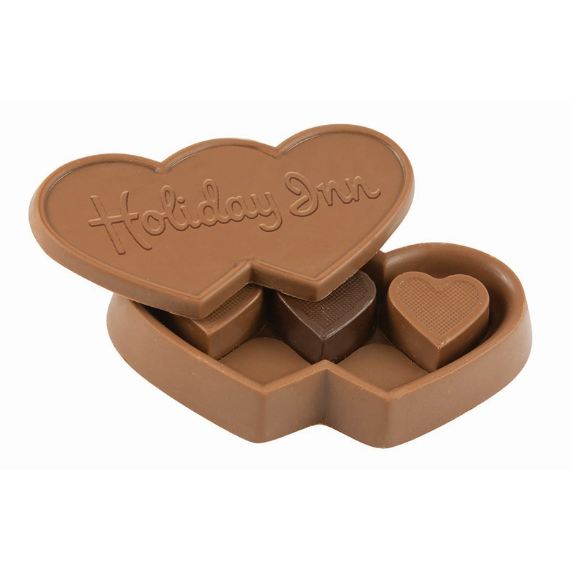 Double Heart Box with 3 Solid Heart Truffles