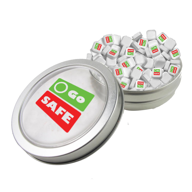 Small Top View Tin - Imprinted Square Mints