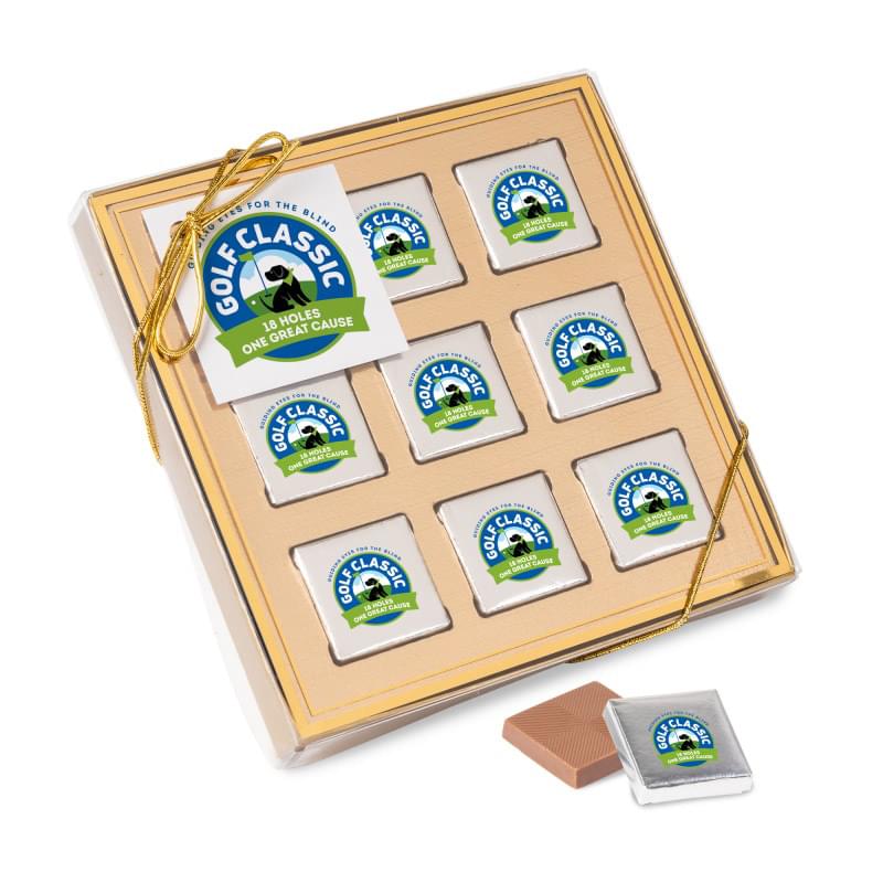 Nine Piece Chocolate Foiled Square Gift Box-Full Color