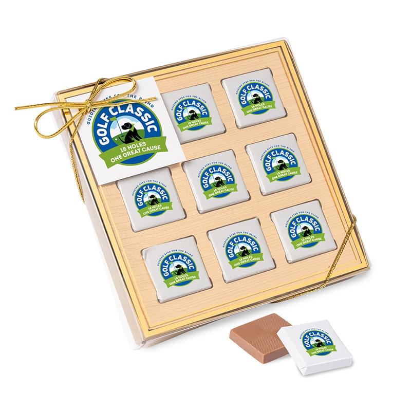 Nine Piece Chocolate Foiled Square Gift Box-Full Color