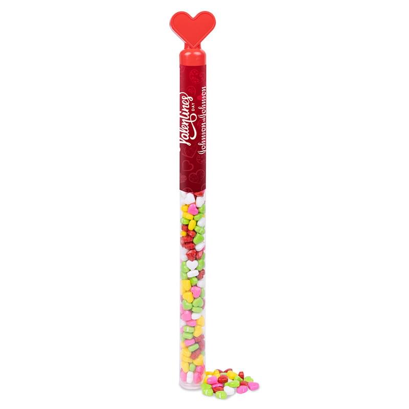 Happy Valentines Candy Tube - Rainbow Hearts Candy