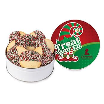 Chocolate Dipped Round Cookie in Gift Tin